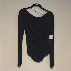 NWT Free People Elegant Black Draped Women's Top